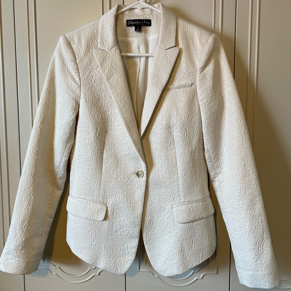 Elizabeth and James Ivory Jacquard Blazer Size 8
